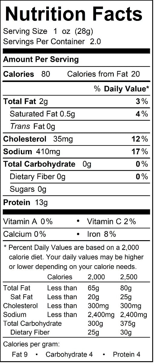 Mojave Jerky Co. Hatch Green Chile Beef Jerky Nutrition Facts