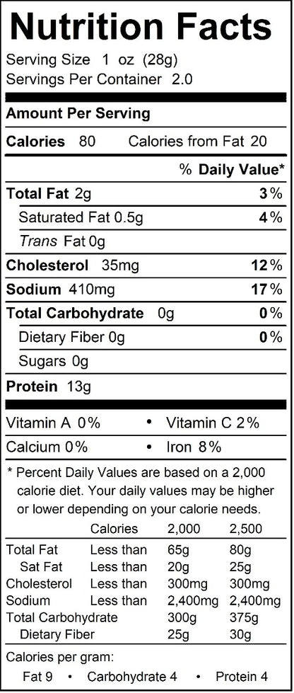 Mojave Jerky Co. Hatch Green Chile Beef Jerky Nutrition Facts